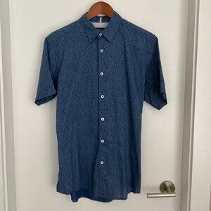 Mexx Cotton Button Down Short Sleeve Shirt Blue Medium